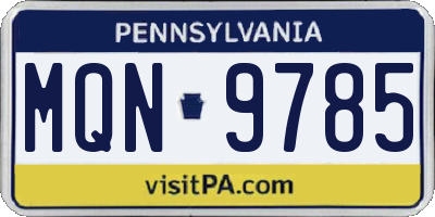 PA license plate MQN9785