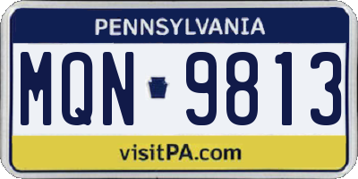 PA license plate MQN9813