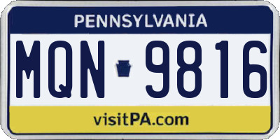 PA license plate MQN9816