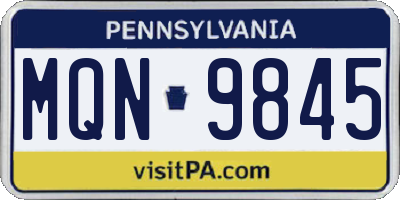 PA license plate MQN9845