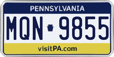 PA license plate MQN9855