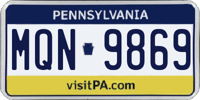 PA license plate MQN9869