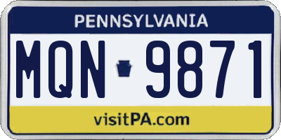 PA license plate MQN9871