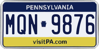PA license plate MQN9876