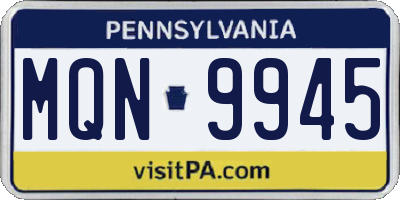 PA license plate MQN9945
