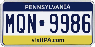 PA license plate MQN9986