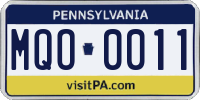 PA license plate MQO0011