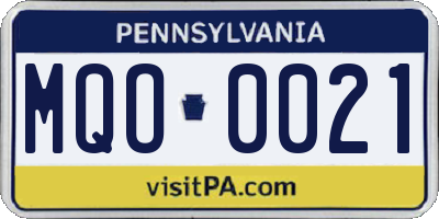 PA license plate MQO0021