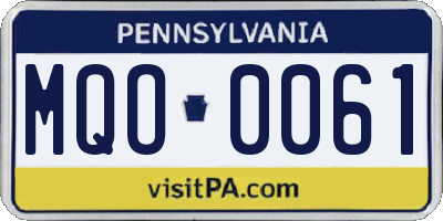 PA license plate MQO0061