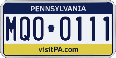 PA license plate MQO0111