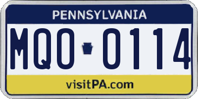 PA license plate MQO0114