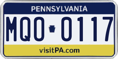 PA license plate MQO0117