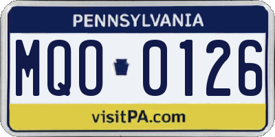PA license plate MQO0126