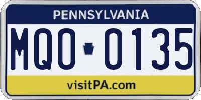PA license plate MQO0135