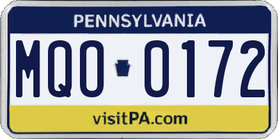 PA license plate MQO0172