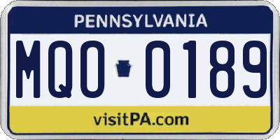 PA license plate MQO0189