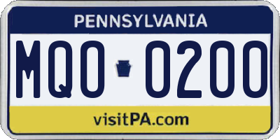 PA license plate MQO0200
