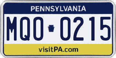 PA license plate MQO0215