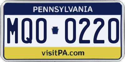 PA license plate MQO0220