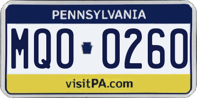 PA license plate MQO0260