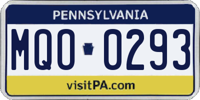PA license plate MQO0293