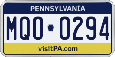 PA license plate MQO0294