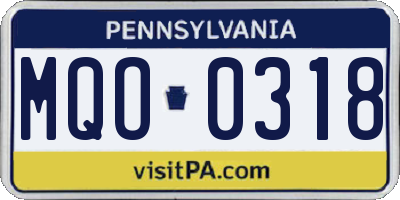 PA license plate MQO0318