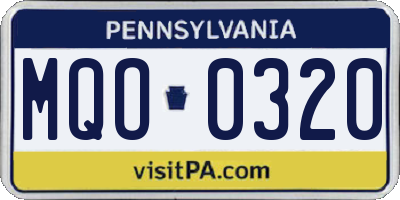 PA license plate MQO0320
