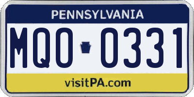 PA license plate MQO0331