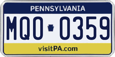 PA license plate MQO0359