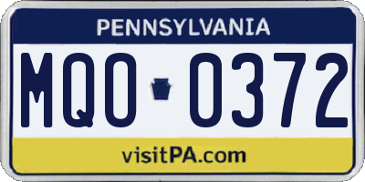 PA license plate MQO0372