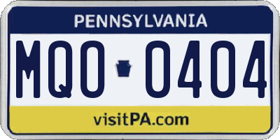PA license plate MQO0404