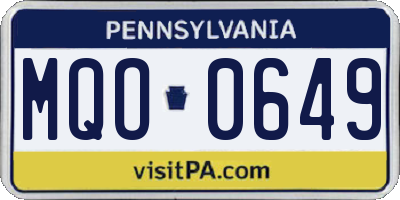 PA license plate MQO0649