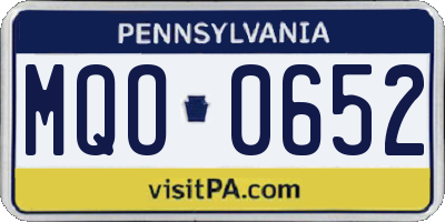 PA license plate MQO0652
