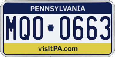 PA license plate MQO0663