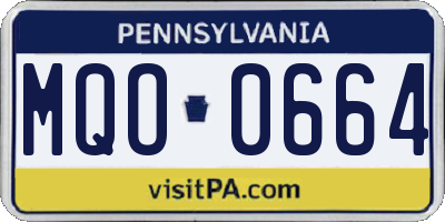 PA license plate MQO0664