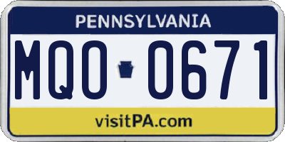 PA license plate MQO0671