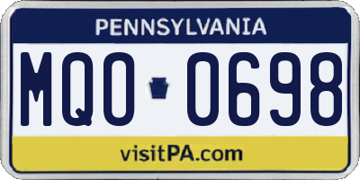 PA license plate MQO0698