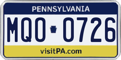 PA license plate MQO0726