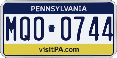 PA license plate MQO0744