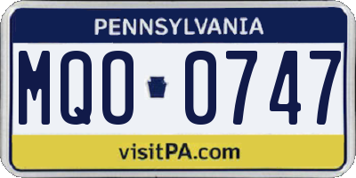 PA license plate MQO0747