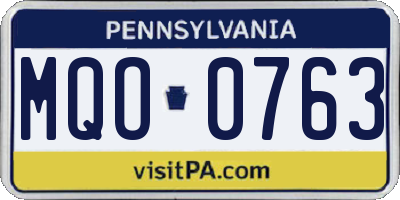 PA license plate MQO0763