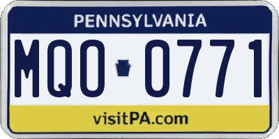 PA license plate MQO0771