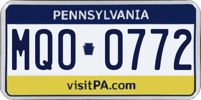 PA license plate MQO0772