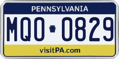 PA license plate MQO0829