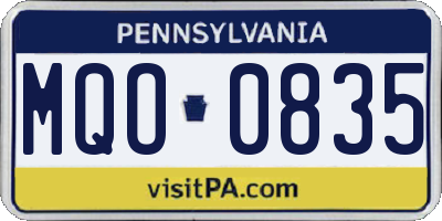 PA license plate MQO0835