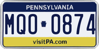 PA license plate MQO0874
