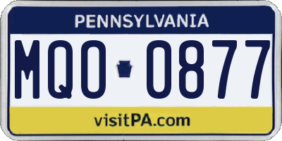 PA license plate MQO0877