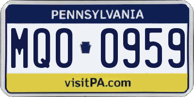 PA license plate MQO0959