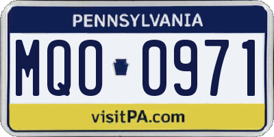 PA license plate MQO0971